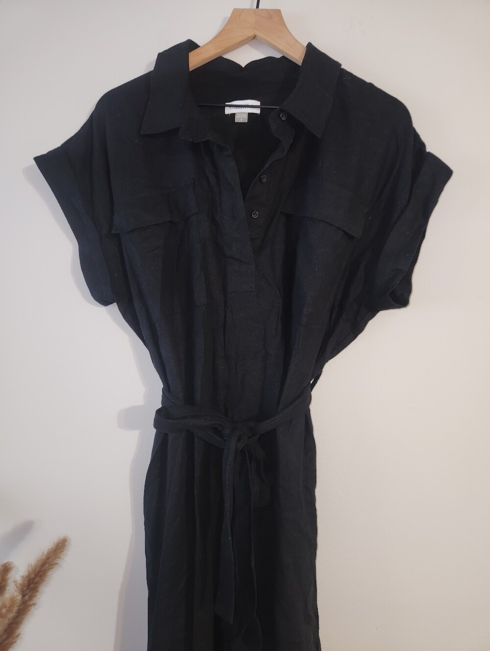 Calvin Klein Black Linen Maxi Dress